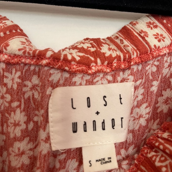 Lost + Wander crop top, orange, ruffle, floral, small - Picture 5 of 6